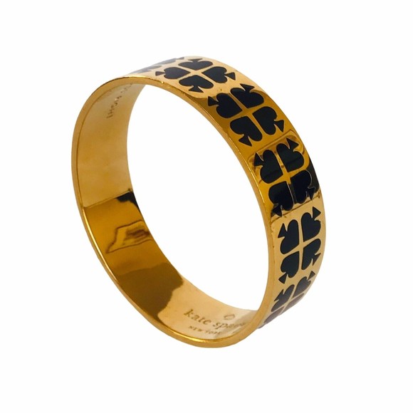 Kate Spade Play Your Cards Right Bangle Bracelet Black Goldtone - Picture 6 of 8